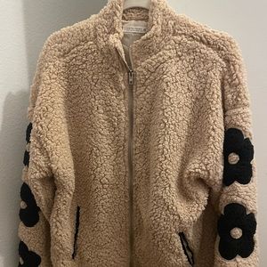 12th Tribe Flora Beige Fleece Jacket